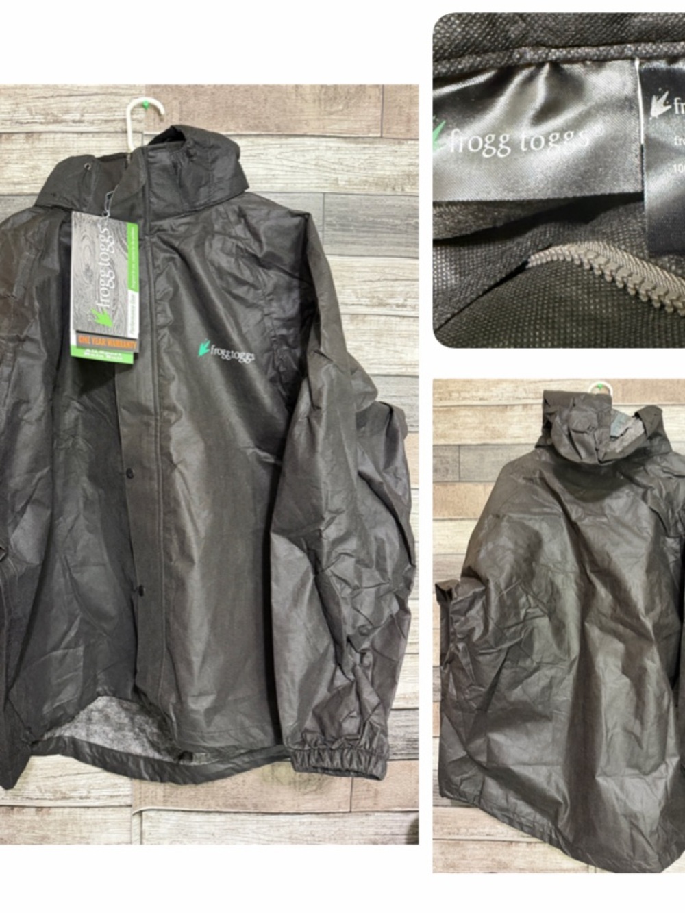 Frogg Toggs All Sport Rain Jacket Men’s Size XL Full Zip Hooded Black READ